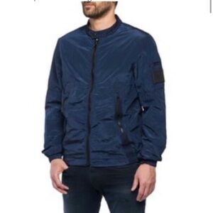 Replay Bomber Jacket Mens S Navy Good Streetwear Casual Hooded Zip
